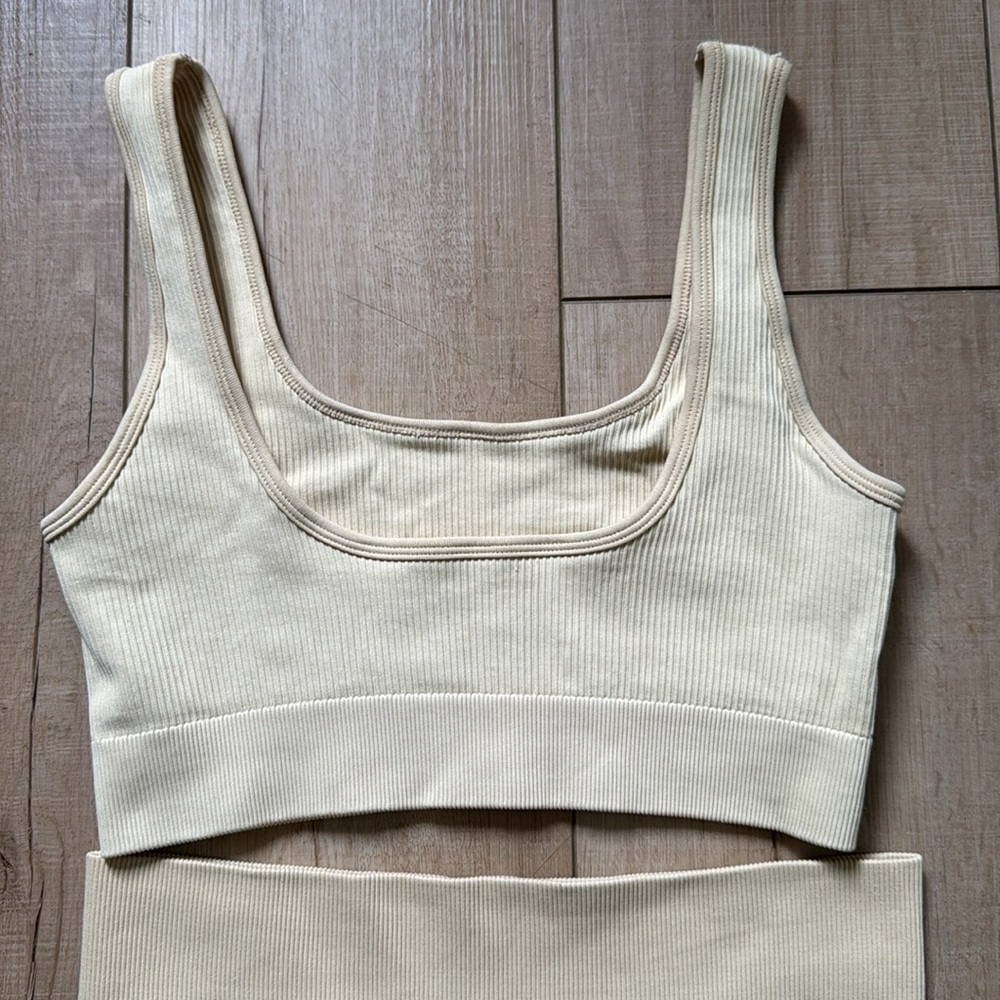 Yellow Ribbed Tank and Shorts Set. Dynamite - Picture 5 of 5